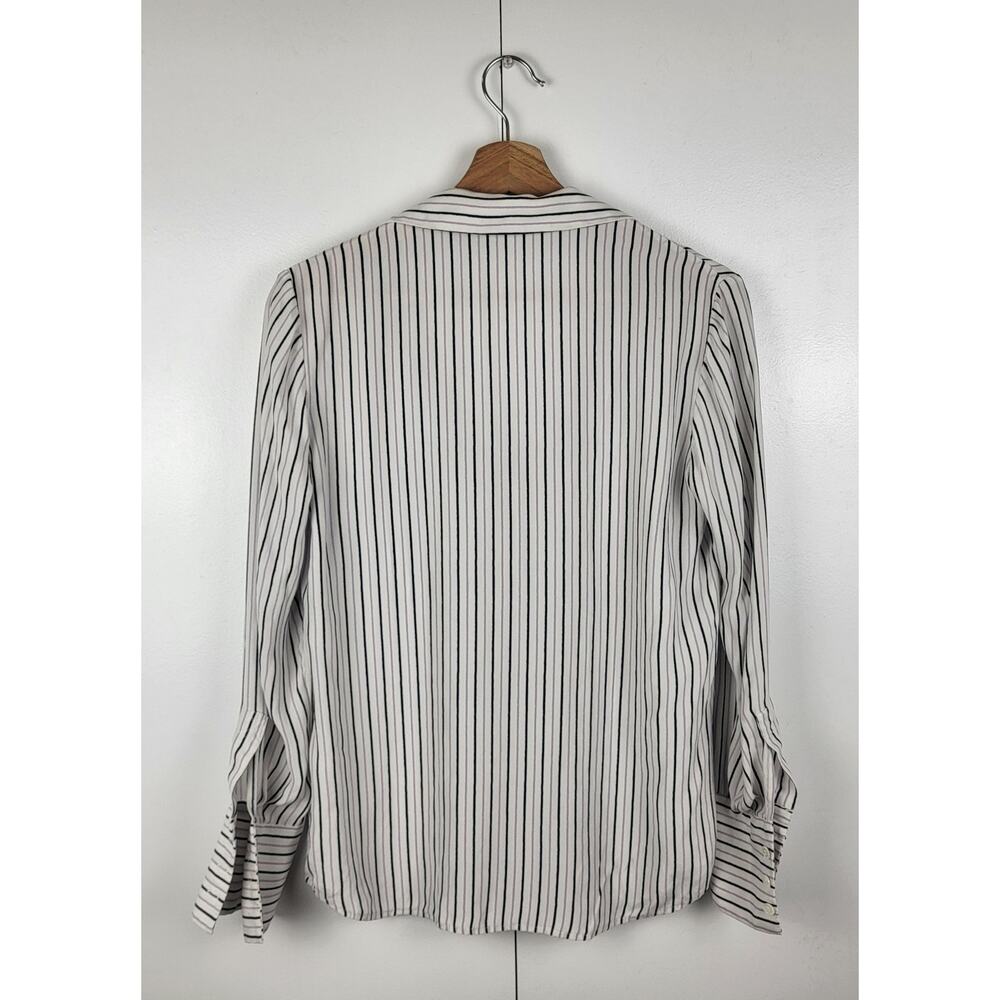 FRAME 100% Silk Striped Button Down Blouse | Black White XS - Picture 10 of 11